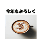 十二支全部 あけおめ 年賀状 ラテアート（個別スタンプ：40）