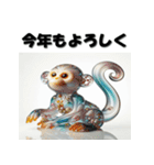 十二支全部 あけおめ 年賀状 ガラス細工（個別スタンプ：28）