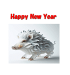 十二支全部 あけおめ 年賀状 ガラス細工（個別スタンプ：40）