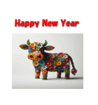 十二支全部 あけおめ 年賀状 フラワー（個別スタンプ：7）