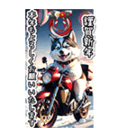 【BIG】バイク好き♡シベリアンハスキー（個別スタンプ：1）