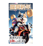 【BIG】バイク好き♡シベリアンハスキー（個別スタンプ：2）