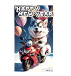 【BIG】バイク好き♡シベリアンハスキー（個別スタンプ：10）