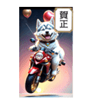 【BIG】バイク好き♡シベリアンハスキー（個別スタンプ：11）