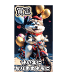 【BIG】バイク好き♡シベリアンハスキー（個別スタンプ：15）
