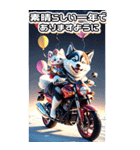 【BIG】バイク好き♡シベリアンハスキー（個別スタンプ：16）
