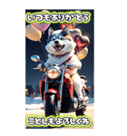 【BIG】バイク好き♡シベリアンハスキー（個別スタンプ：18）