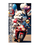 【BIG】バイク好き♡シベリアンハスキー（個別スタンプ：20）