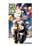 【BIG】バイク好き♡シベリアンハスキー（個別スタンプ：24）