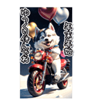 【BIG】バイク好き♡シベリアンハスキー（個別スタンプ：29）