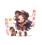 おてんばカウガールとポニーのあけおめ！（個別スタンプ：2）