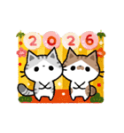 2026！猫のコハマ＆コエリの年賀スタンプ（個別スタンプ：1）