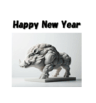 十二支全部 あけおめ 年賀状 石像（個別スタンプ：40）