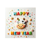 十二支全部 あけおめ 年賀状 クッキー（個別スタンプ：5）