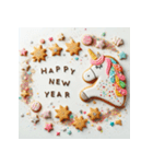 十二支全部 あけおめ 年賀状 クッキー（個別スタンプ：22）