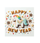 十二支全部 あけおめ 年賀状 クッキー（個別スタンプ：23）