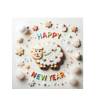 十二支全部 あけおめ 年賀状 クッキー（個別スタンプ：24）