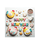 十二支全部 あけおめ 年賀状 クッキー（個別スタンプ：32）