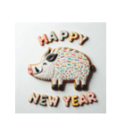 十二支全部 あけおめ 年賀状 クッキー（個別スタンプ：38）