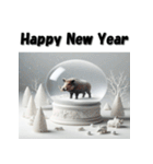 十二支全部 あけおめ 年賀状 スノードーム（個別スタンプ：35）