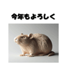 十二支全部 あけおめ 年賀状 木彫り（個別スタンプ：2）