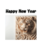 十二支全部 あけおめ 年賀状 木彫り（個別スタンプ：9）