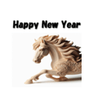 十二支全部 あけおめ 年賀状 木彫り（個別スタンプ：21）