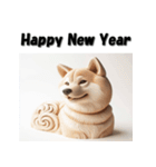 十二支全部 あけおめ 年賀状 木彫り（個別スタンプ：35）