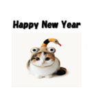 十二支全部 あけおめ 年賀状 三毛猫（個別スタンプ：18）