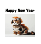 十二支全部 あけおめ 年賀状 三毛猫（個別スタンプ：20）