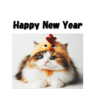十二支全部 あけおめ 年賀状 三毛猫（個別スタンプ：29）