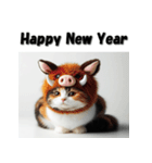 十二支全部 あけおめ 年賀状 三毛猫（個別スタンプ：37）