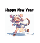 十二支全部 あけおめ 年賀状 着ぐるみ娘（個別スタンプ：2）