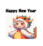 十二支全部 あけおめ 年賀状 着ぐるみ娘（個別スタンプ：15）