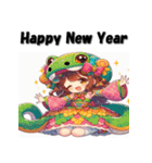 十二支全部 あけおめ 年賀状 着ぐるみ娘（個別スタンプ：19）