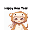 十二支全部 あけおめ 年賀状 着ぐるみ娘（個別スタンプ：31）