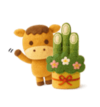 うま年用羊毛フェルトぬいぐるみ風スタンプ（個別スタンプ：25）