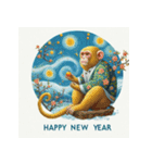 十二支全部 あけおめ 年賀状 絵画1（個別スタンプ：32）