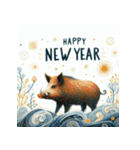 十二支全部 あけおめ 年賀状 絵画1（個別スタンプ：40）