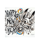 十二支全部 あけおめ 年賀状 絵画4（個別スタンプ：9）