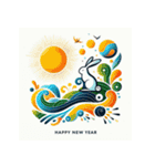 十二支全部 あけおめ 年賀状 絵画4（個別スタンプ：11）