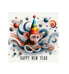 十二支全部 あけおめ 年賀状 絵画4（個別スタンプ：26）