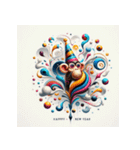 十二支全部 あけおめ 年賀状 絵画4（個別スタンプ：27）