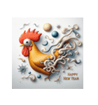 十二支全部 あけおめ 年賀状 絵画4（個別スタンプ：30）