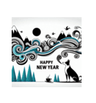 十二支全部 あけおめ 年賀状 絵画4（個別スタンプ：34）