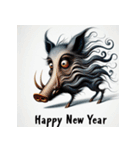 十二支全部 あけおめ 年賀状 絵画4（個別スタンプ：38）