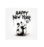 十二支全部 あけおめ 年賀状 絵画5（個別スタンプ：3）