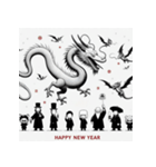 十二支全部 あけおめ 年賀状 絵画5（個別スタンプ：14）