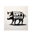 十二支全部 あけおめ 年賀状 絵画5（個別スタンプ：40）