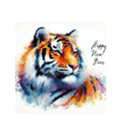 十二支全部 あけおめ 年賀状 絵画3（個別スタンプ：11）